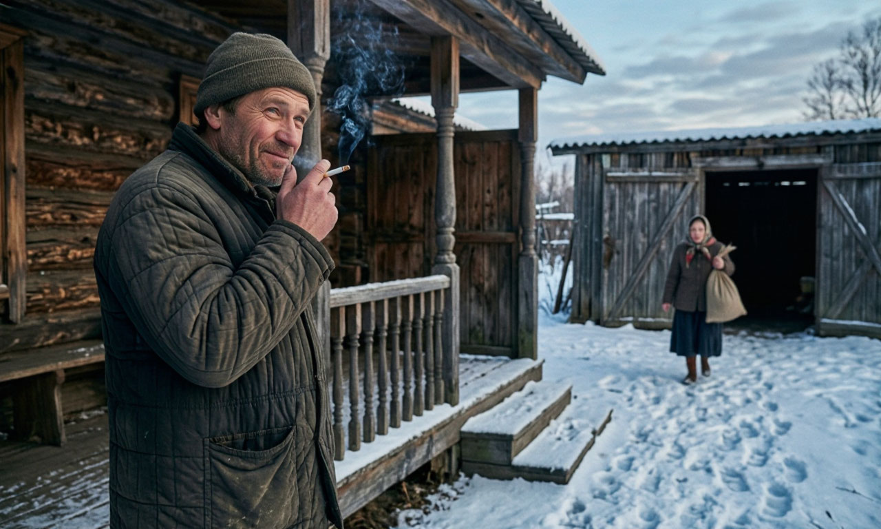 Отъехал я немного - смотрю, стоит на дороге их сосед, курит: ИИ фото
