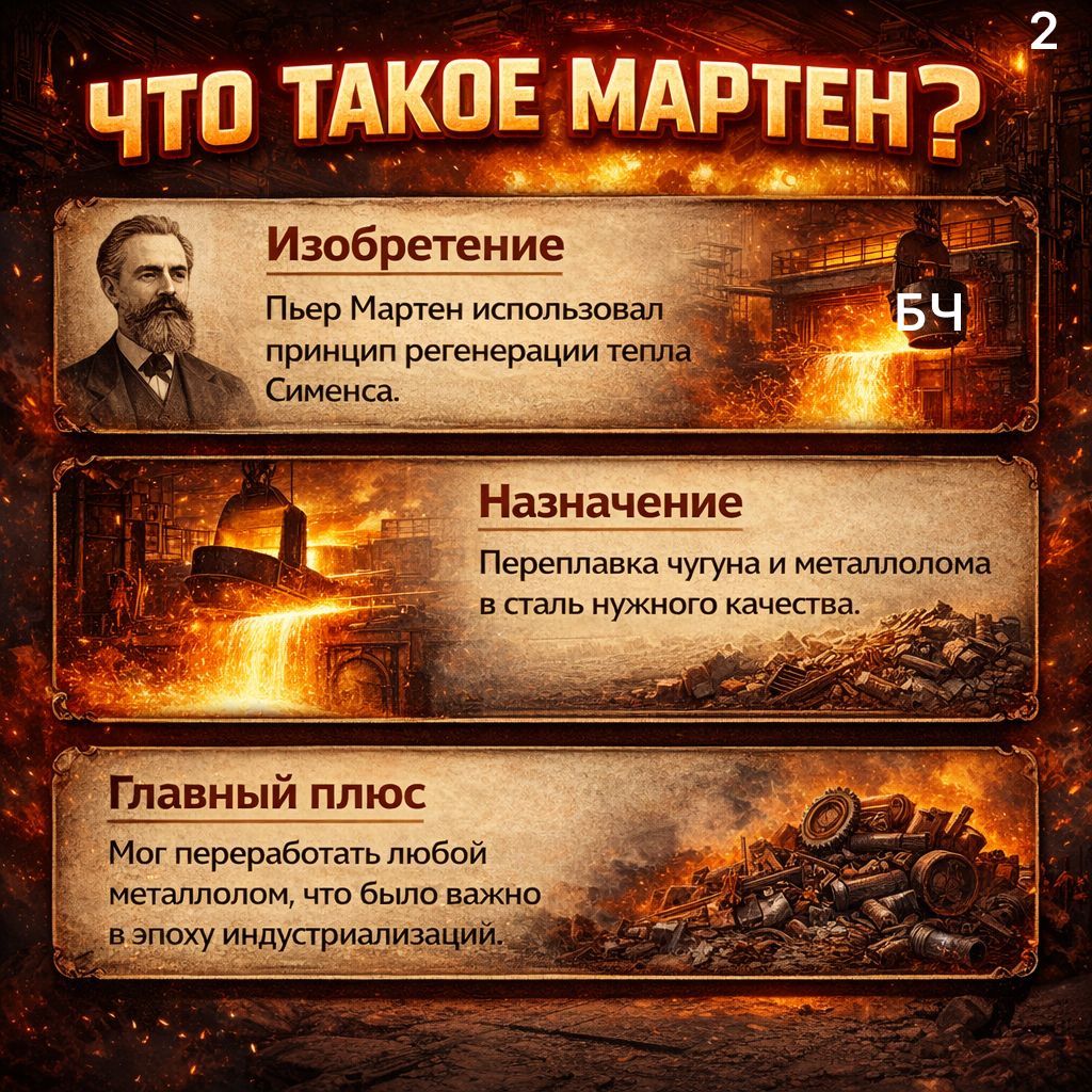 Огонь, который ковал Победу: История мартеновской печи в России (карточки)