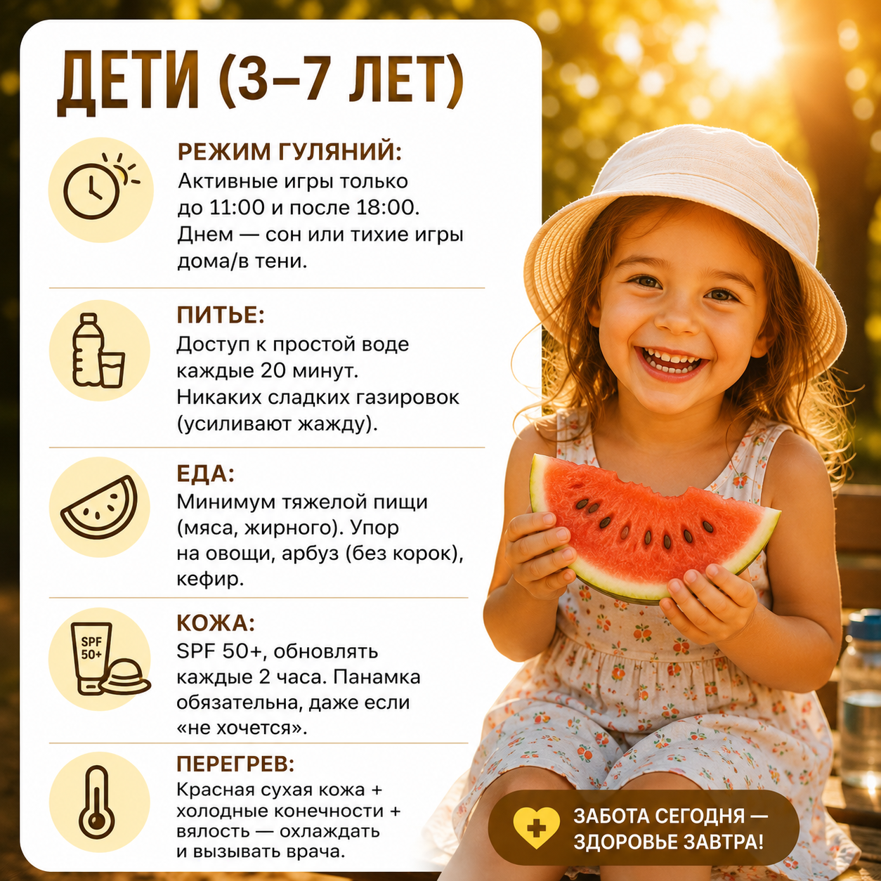 Правила поведения в жару (карточки)