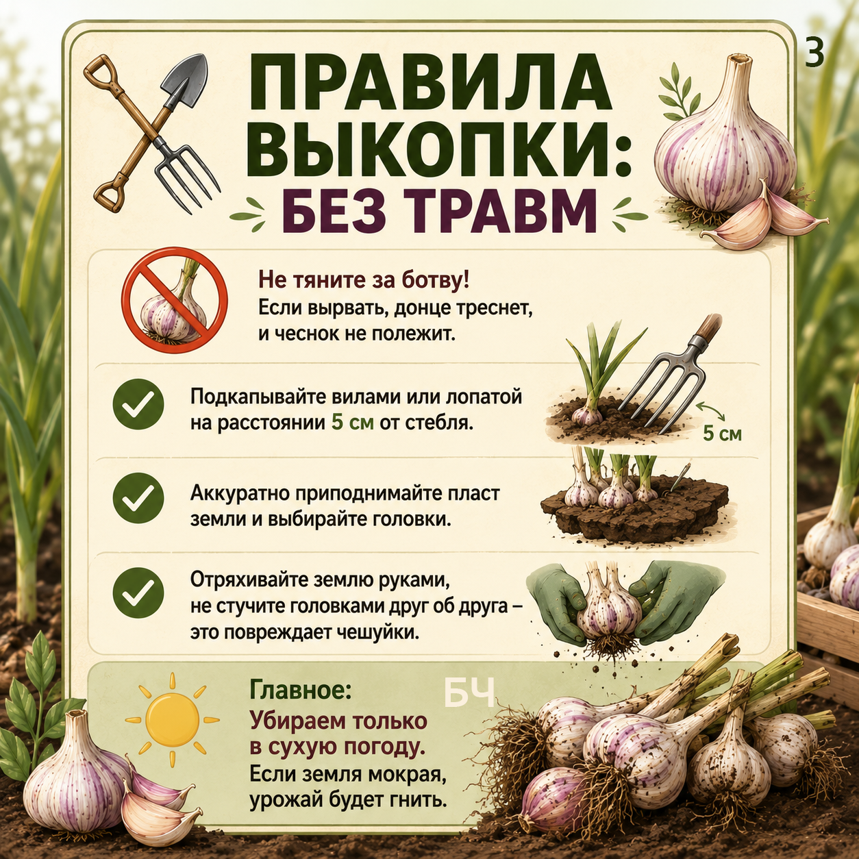 В разгаре сезон сбора урожая, и первый в списке - озимый чеснок