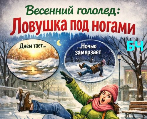 Весенний гололед: как уберечь себя от травм (карточки)