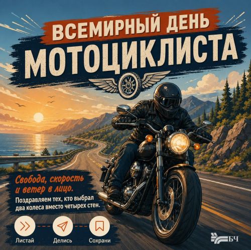Вместо дивана — седло. Вместо скуки — рев мотора. Отмечай день в движении (карточки)