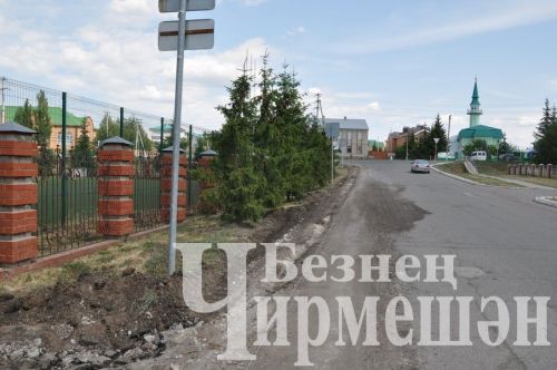Чирмешән лицее янында тротуар ясыйлар