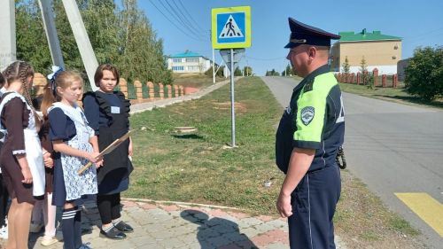 Чирмешәндә җәяүлеләр юл аша инспектор белән чыгып караганнар