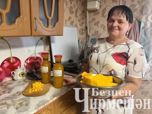 Ульяновкадан Нина Ефремова сок ясау өчен сусыл сары кабак үстерә