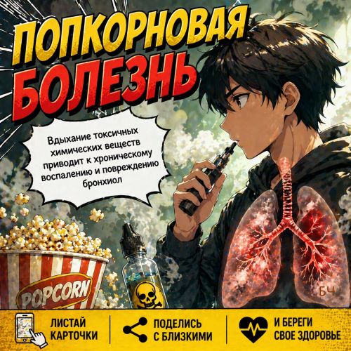 Вейп вызывает попкорновую болезнь легких (карточки)