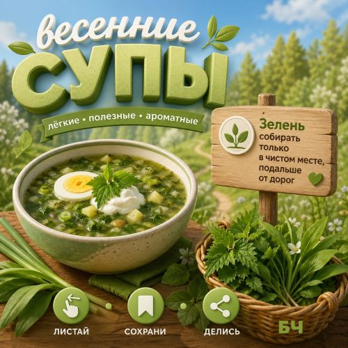 Весенние супы из зелени (карточки)