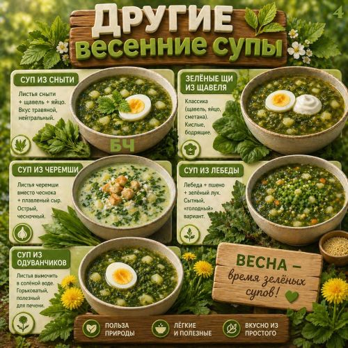 Весенние супы из зелени (карточки)