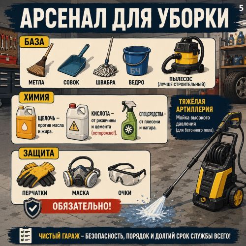 Уборка в гараже: комплексный подход (карточки)