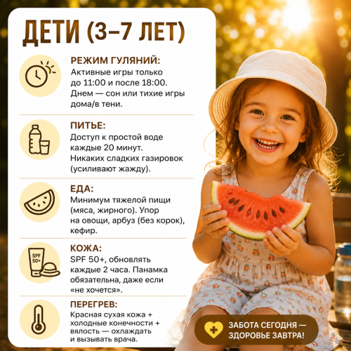 Правила поведения в жару (карточки)