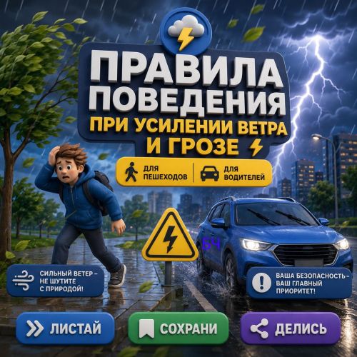 Гроза и ветер — не повод для селфи, а сигнал к действию!  (карточки)