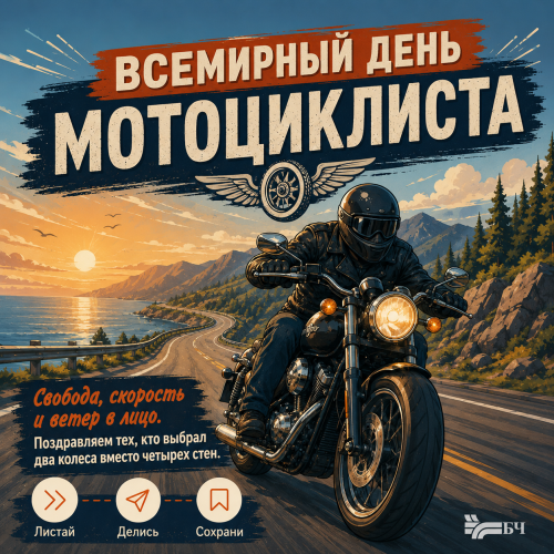 Вместо дивана — седло. Вместо скуки — рев мотора. Отмечай день в движении (карточки)