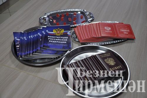 Россия Федерациясе Конституциясе көнендә 14 чирмешәнлегә паспорт тапшырдылар (ФОТОРЕПОРТАЖ)