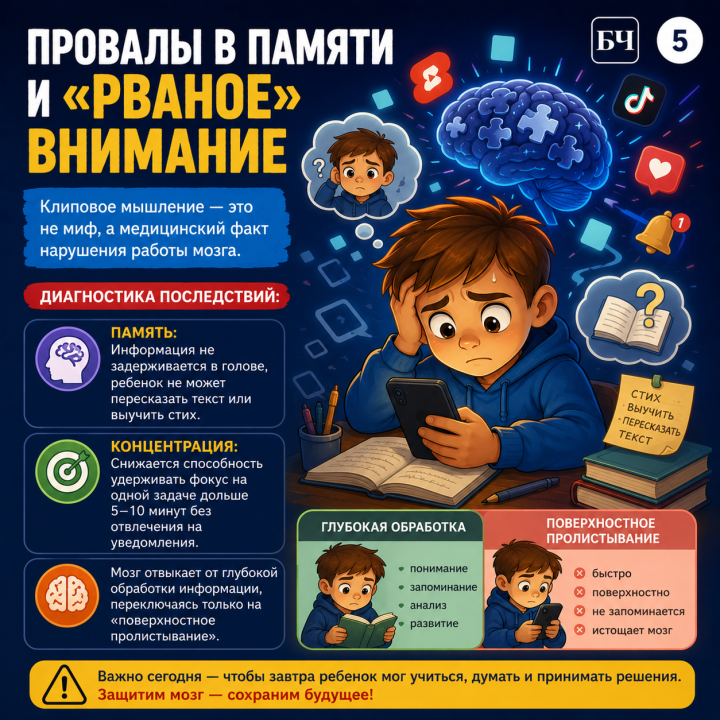 Телефон в руках — мозг в тумане (карточки)