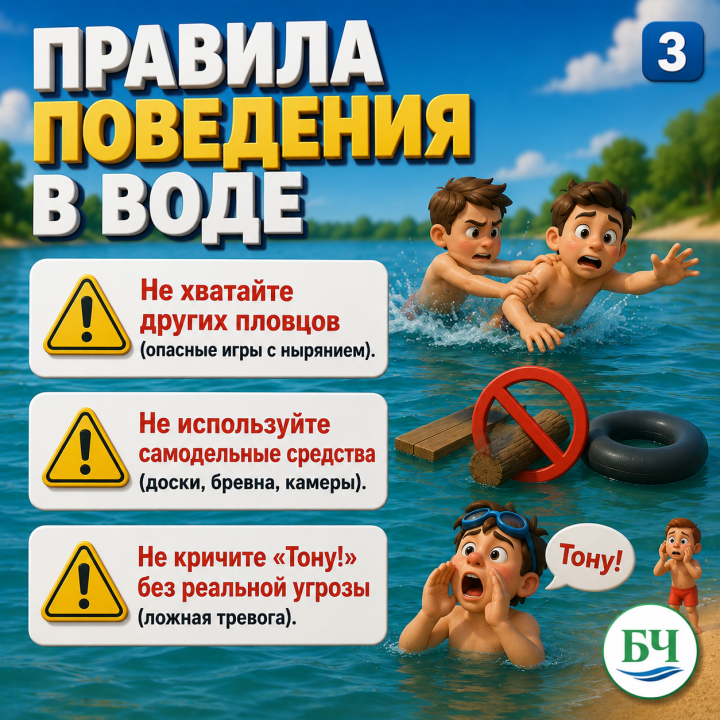 В наших карточках основные правила безопасного поведения на водоемах