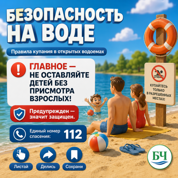 В наших карточках основные правила безопасного поведения на водоемах