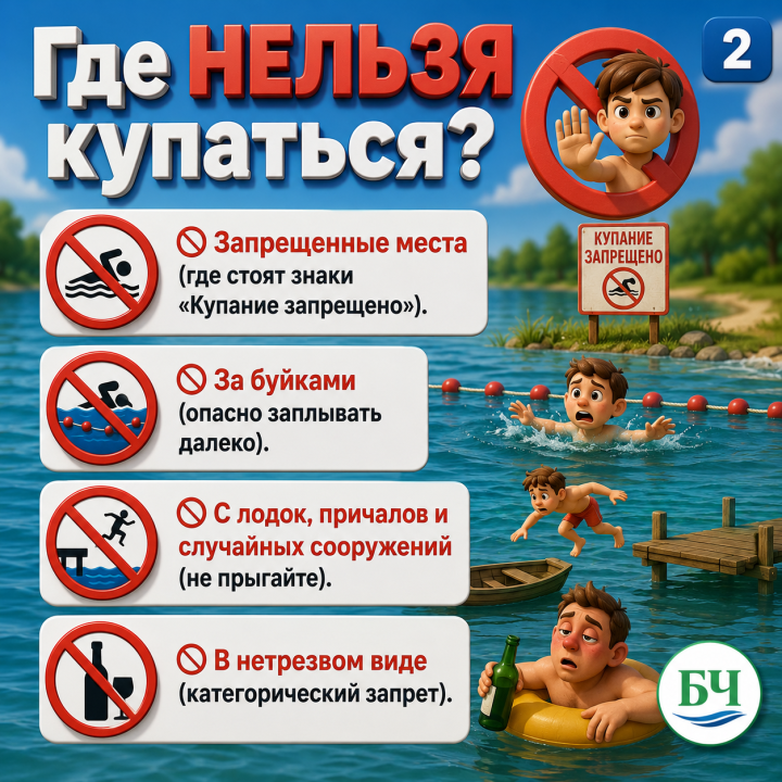 В наших карточках основные правила безопасного поведения на водоемах