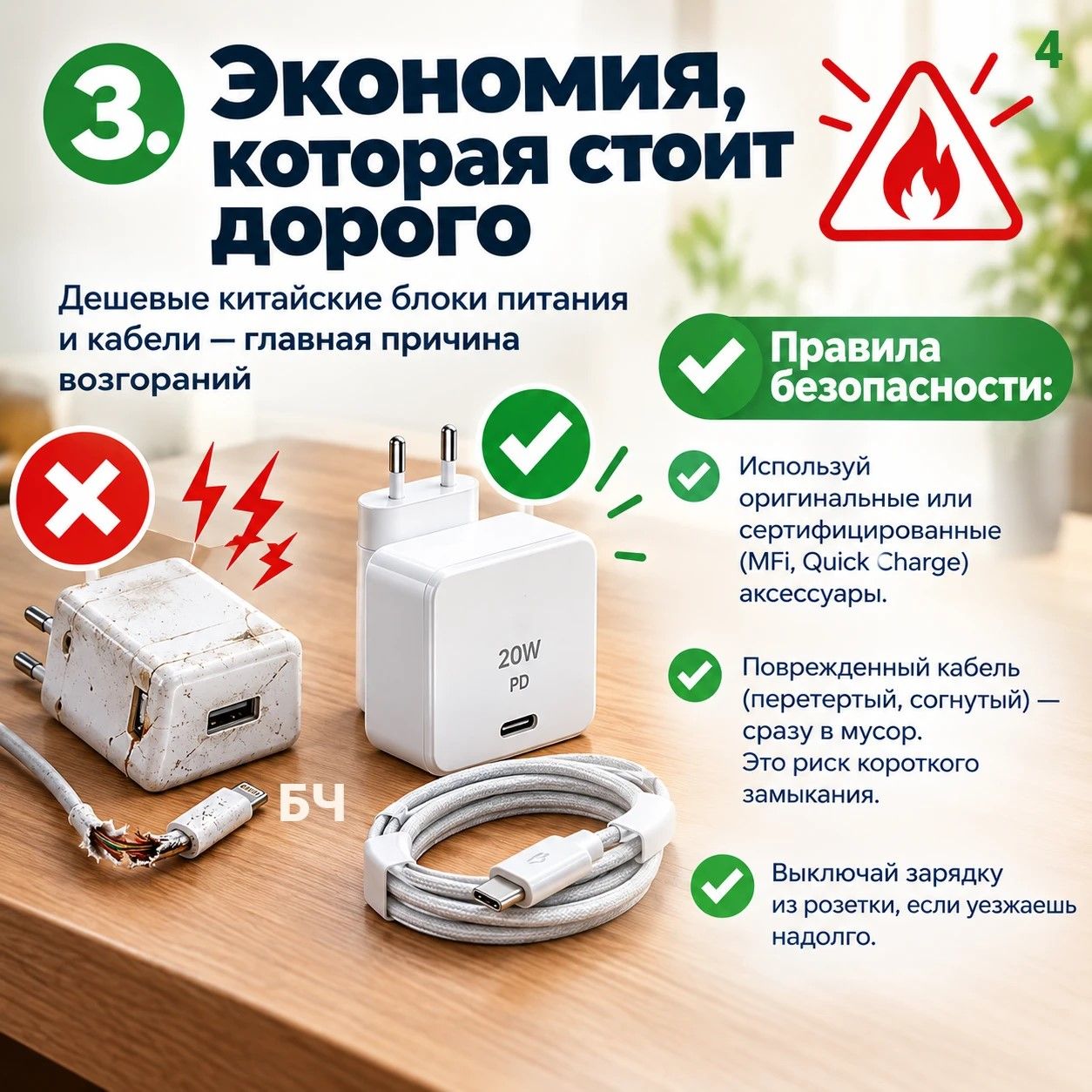 Правила безопасной зарядки, о которых многие забывают