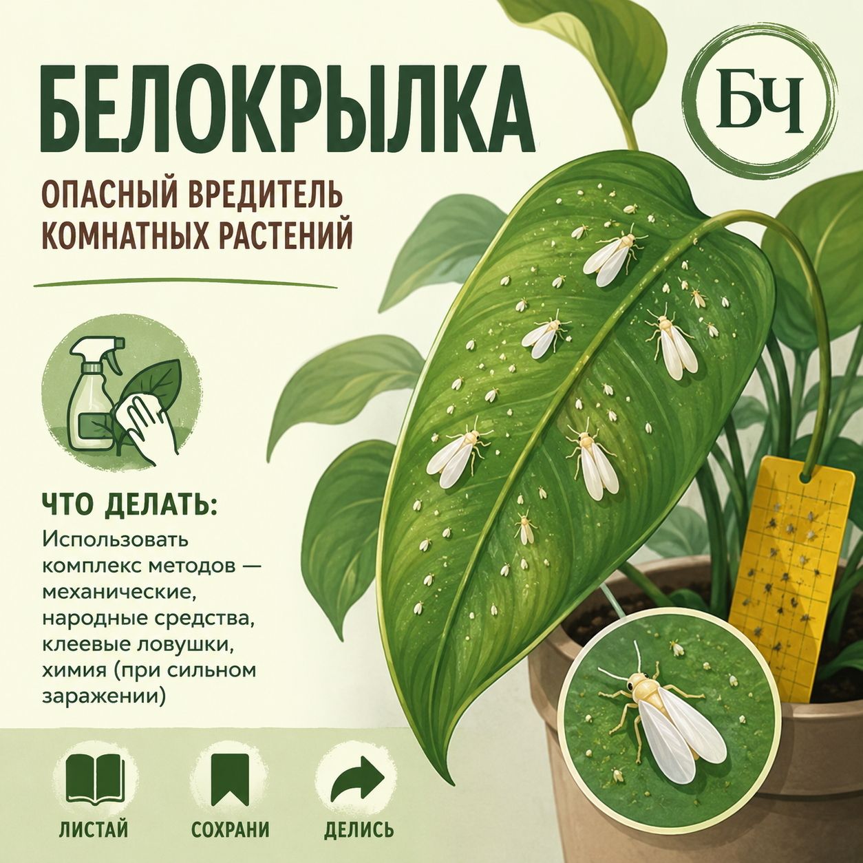 Как избавиться от белокрылки в теплице и на открытом грунте (карточки)