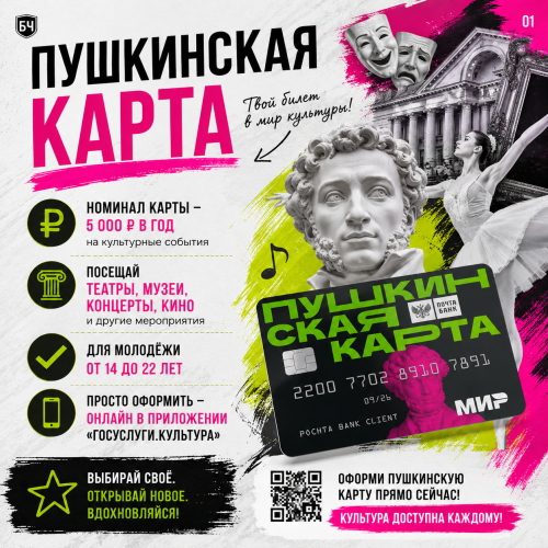 Мәдәният министрлыгы «Пушкин картасы» лимитын 7 мең сумга кадәр арттырырга тәкъдим итә