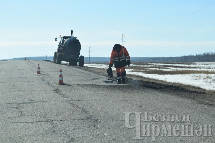 Черемшанские дорожники приступили к ямочному ремонту