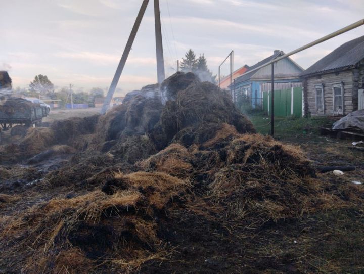 В селе Саминовка сгорело 60 тюков сена и соломы